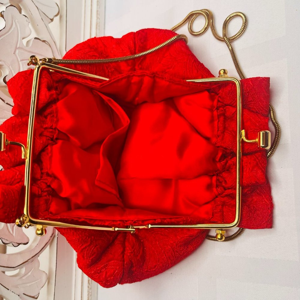 ❤️ Vanessa Vintage Red Guipure Evening Bag – 1990s Elegant Clutch Purse - Picture 4 of 9